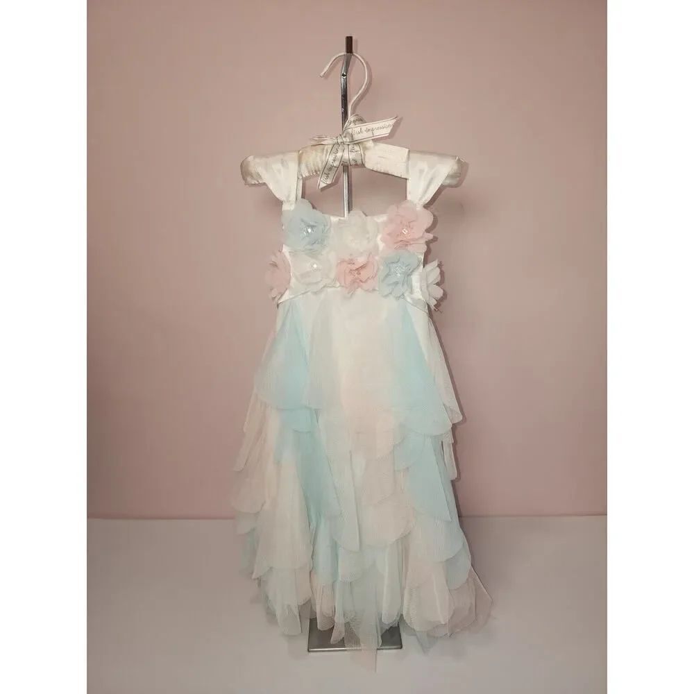 Girls' Boutique Easter Dress Biscotti Multicolor Satin and Tulle Size 4